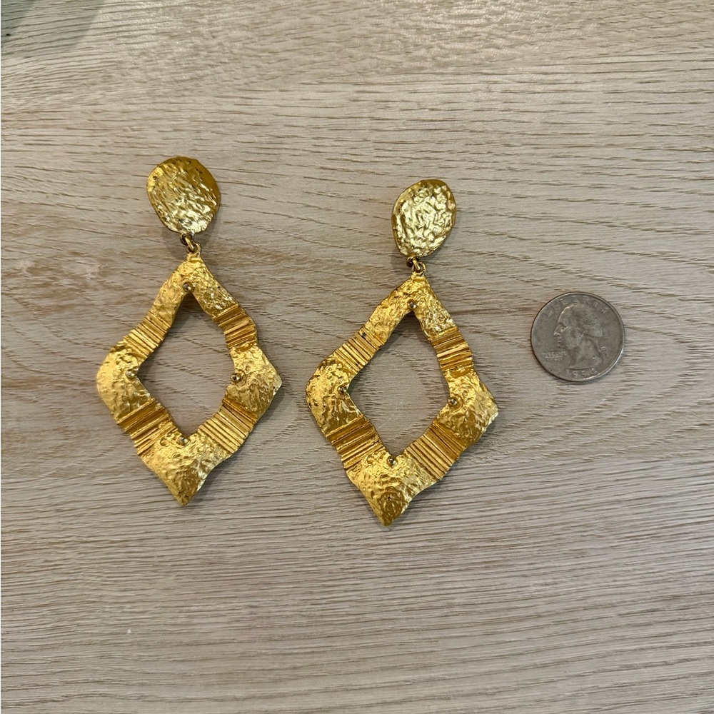 Three Satin Scarves / Zara Gold Textured Earrings - Picture 4 of 4